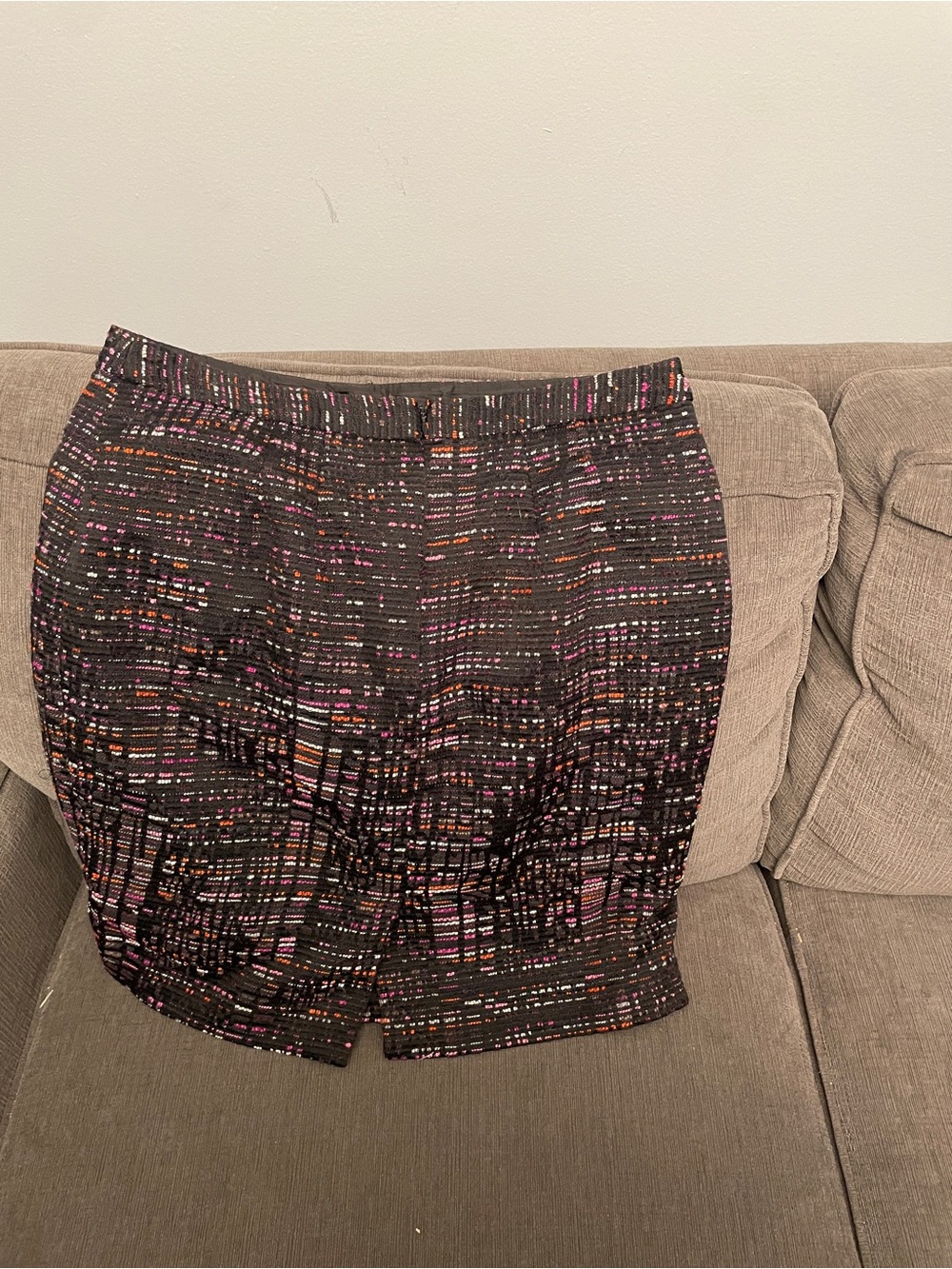 LOFT Black Mini Skirt with Pink and Orange Flecks